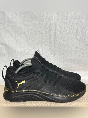 Puma Womens Black Speckle SoftRide Enzo 5 Running Athletic Sneakers Shoes SZ 8.5
